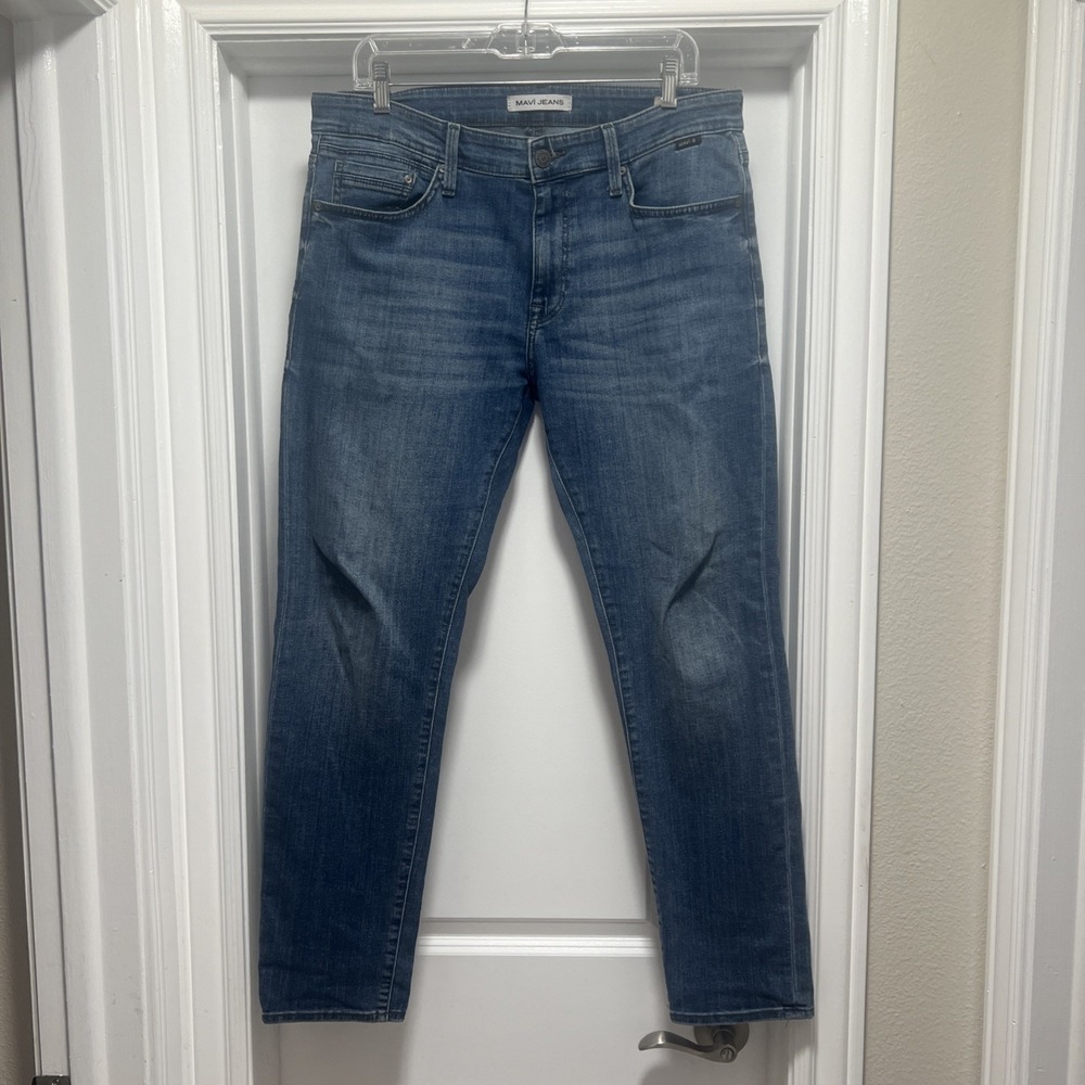 Mavi Jake Slim Leg Jeans Mens Size 33x30 Med Blue Denim Cotton Stretch Comfort